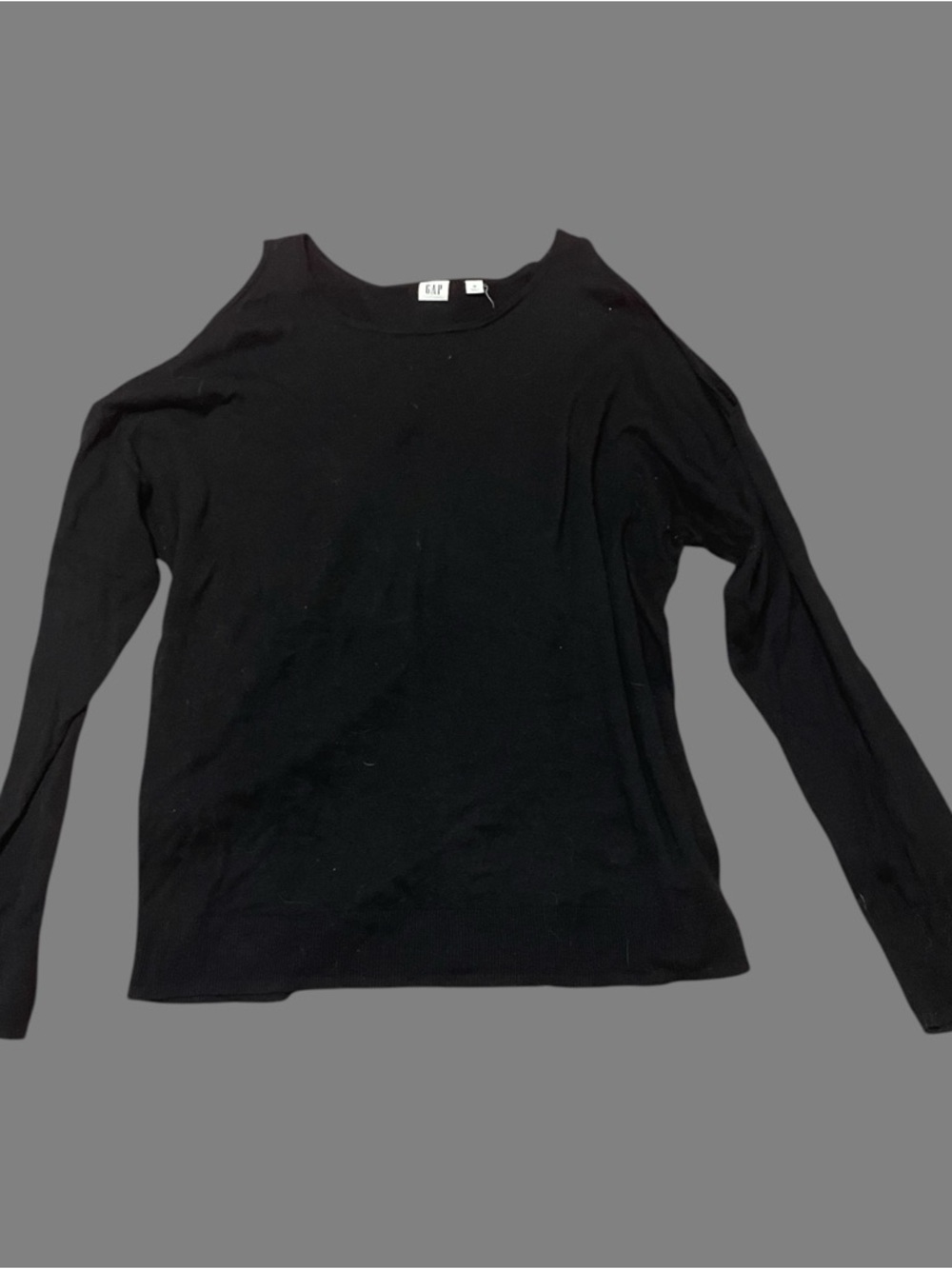 GAP Black Cold Shoulder Top Medium Casual Chic Cutout Sleeve Blouse